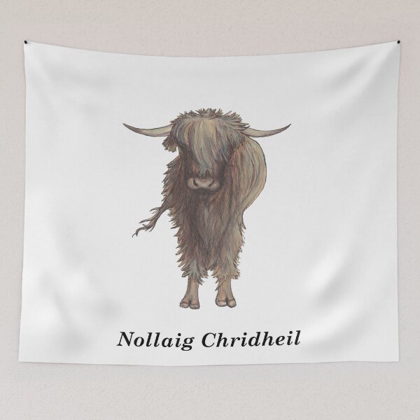 Item preview, Nollaig Chridheil (Merry Christmas in Scottish Gaelic) Greeting card blank inside with hand painted Highland cow designed and sold by Mamaidh Made.