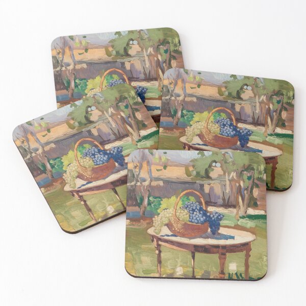 Item preview, Basket with grapes in rustic setting.  designed and sold by clon-dot-net.