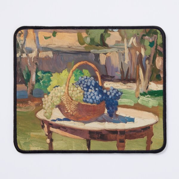 Item preview, Basket with grapes in rustic setting.  designed and sold by clon-dot-net.