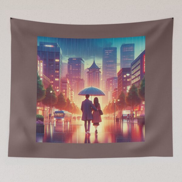 Item preview, Romantic Couple Umbrella Walk in Urban Setting designed and sold by choder61.