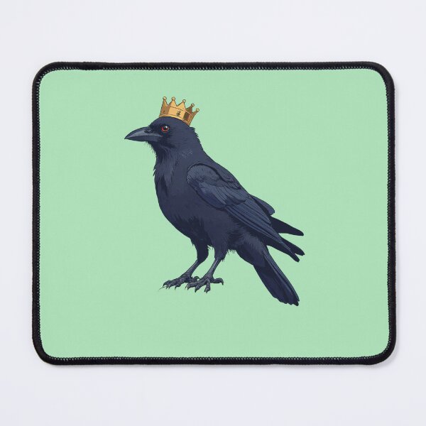 Item preview, Regal Crow on Mint Green Throne Comic Style designed and sold by MadeByHaresShop.