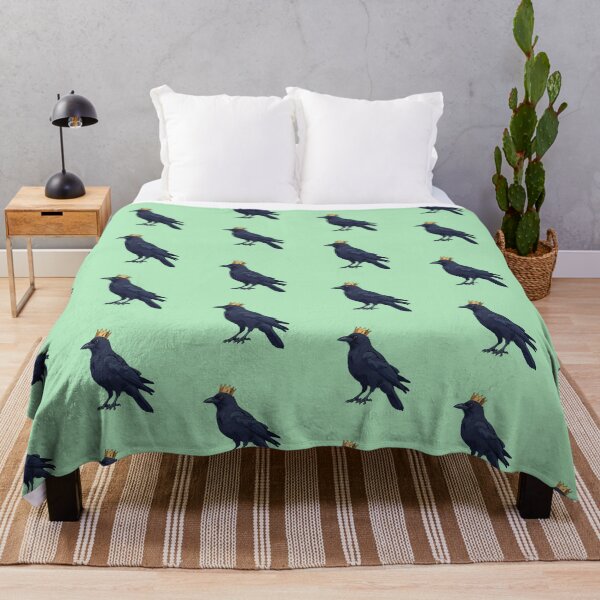 Item preview, Regal Crow on Mint Green Throne Comic Style designed and sold by MadeByHaresShop.