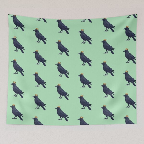 Item preview, Regal Crow on Mint Green Throne Comic Style designed and sold by MadeByHaresShop.