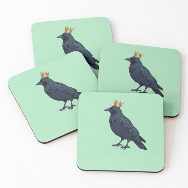 Item preview, Regal Crow on Mint Green Throne Comic Style designed and sold by MadeByHaresShop.