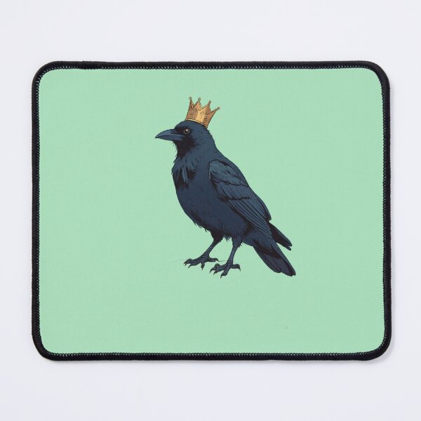 Item preview, Regal Crow on Mint Green Throne Comic Style designed and sold by MadeByHaresShop.