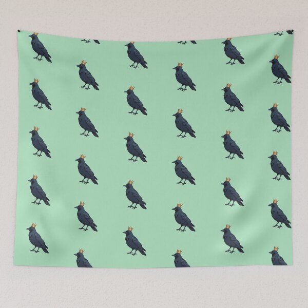Item preview, Regal Crow on Mint Green Throne Comic Style designed and sold by MadeByHaresShop.