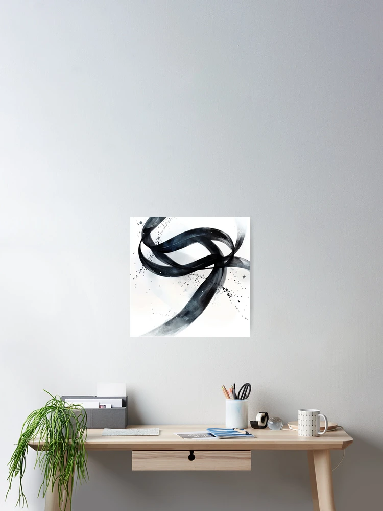 Thumbnail 2 of 3, Poster, Abstract Looping Ribbon: Dynamic Ink Design designed and sold by Desireehaz.