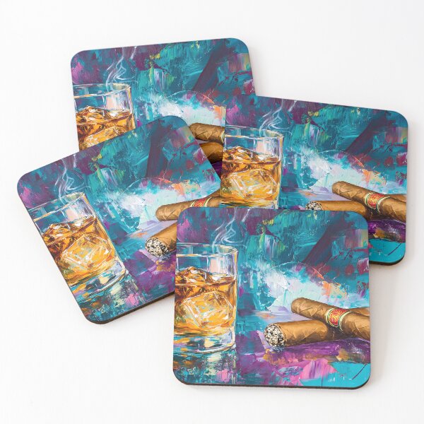 Item preview, Whiskey and Cigars - Vibrant Indulgence in Abstract Elegance Digital Generative AI Art designed and sold by OlfactoART Studio.