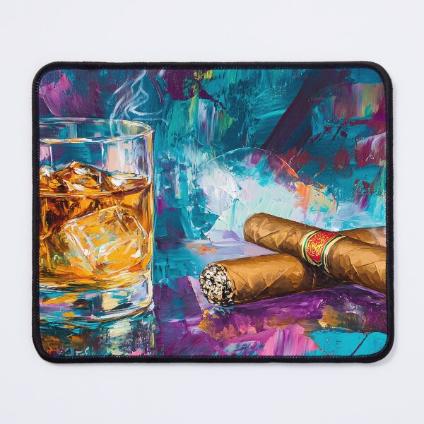 Item preview, Whiskey and Cigars - Vibrant Indulgence in Abstract Elegance Digital Generative AI Art designed and sold by OlfactoART Studio.