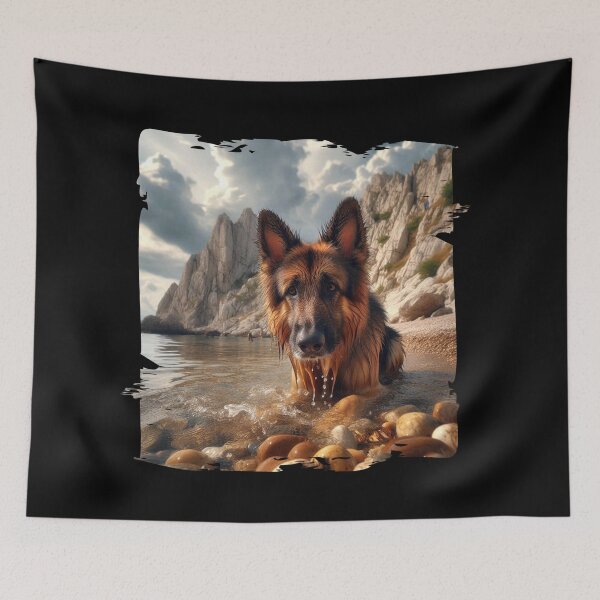Item preview, German Shepherd Resting by Mountain Lake designed and sold by Hungry-Murphy.