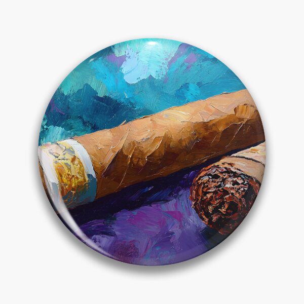 Item preview, Abstract Luxury and Artistry - Two Cigars Resting Against a Vibrant, Textured Background designed and sold by OlfactoART Studio.