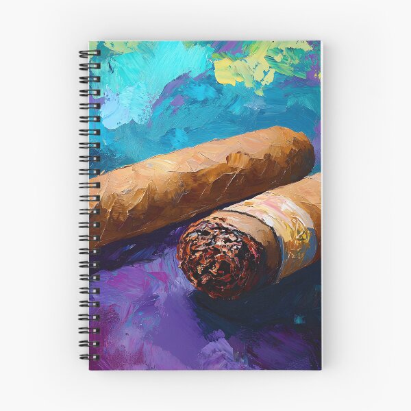 Item preview, Abstract Luxury and Artistry - Two Cigars Resting Against a Vibrant, Textured Background designed and sold by OlfactoART Studio.
