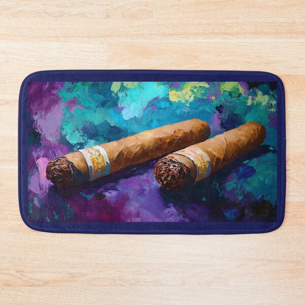 Item preview, Abstract Luxury and Artistry - Two Cigars Resting Against a Vibrant, Textured Background designed and sold by OlfactoART Studio.