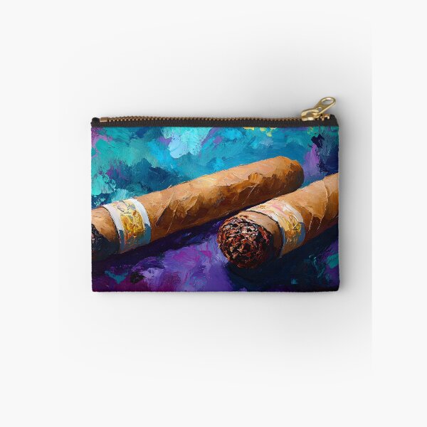 Item preview, Abstract Luxury and Artistry - Two Cigars Resting Against a Vibrant, Textured Background designed and sold by OlfactoART Studio.