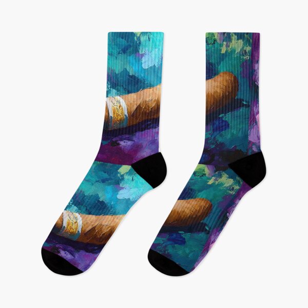 Item preview, Abstract Luxury and Artistry - Two Cigars Resting Against a Vibrant, Textured Background designed and sold by OlfactoART Studio.