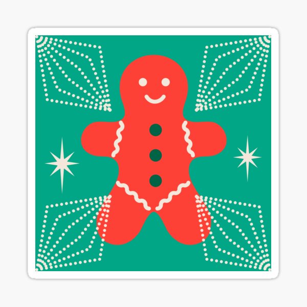 Happy Gingerbread Man Christmas Illsutration Sticker