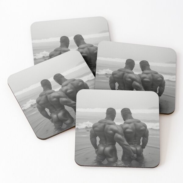Item preview, Muscular Black Couple in Ocean designed and sold by BeautyofMasc.