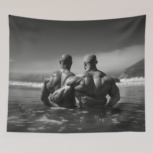 Item preview, Muscular Couple in Ocean designed and sold by BeautyofMasc.