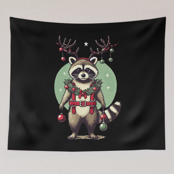 Item preview, Festive Raccoon Antlers Christmas Spirit designed and sold by LuminOrb.