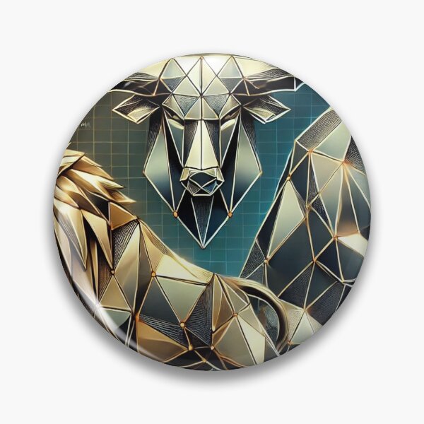 Item preview, Crypto Market Dynamics - Bull, Bear, and Lion in Geometric Design designed and sold by photoparadise22.