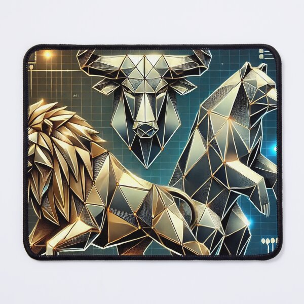 Item preview, Crypto Market Dynamics - Bull, Bear, and Lion in Geometric Design designed and sold by photoparadise22.