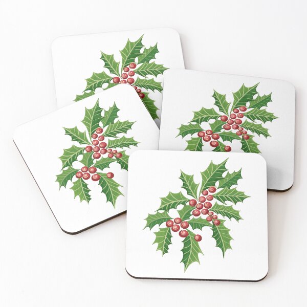 Item preview, Christmas holly and merry berry branch green  designed and sold by Kaushlydraw.