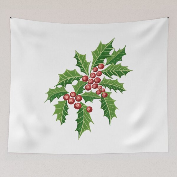 Item preview, Christmas holly and merry berry branch green  designed and sold by Kaushlydraw.