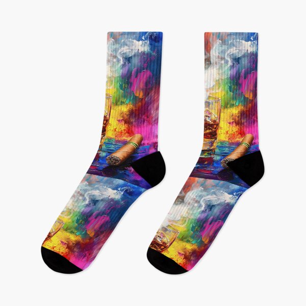 Item preview, Whiskey and Cigar Indulgence - Vibrant Abstract Elegance Digital Generative AI Art designed and sold by OlfactoART Studio.