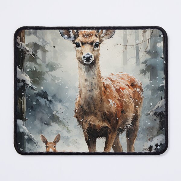 Item preview, Majestic Stag in a Frozen Forest Haven designed and sold by Piotrek0001.