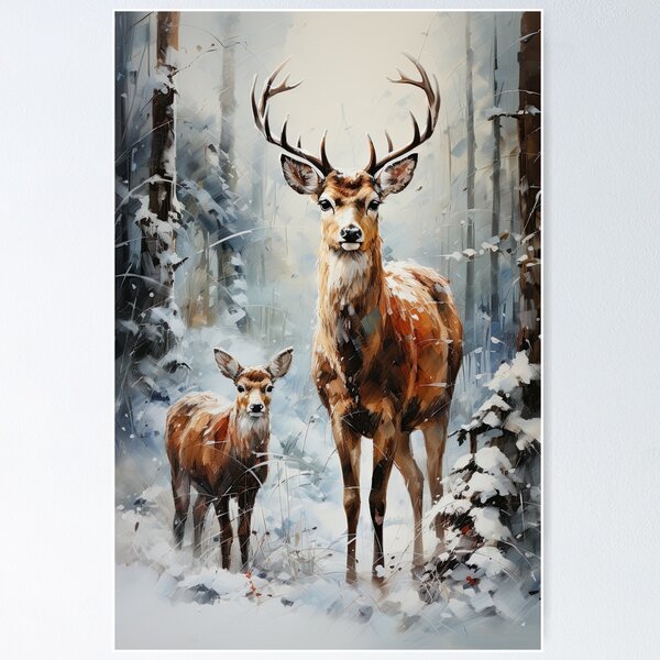 Item preview, Winter Refuge: Deer in Snowy Woodland designed and sold by Piotrek0001.