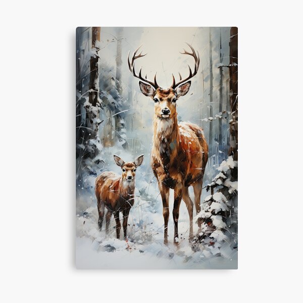Item preview, Winter Refuge: Deer in Snowy Woodland designed and sold by Piotrek0001.