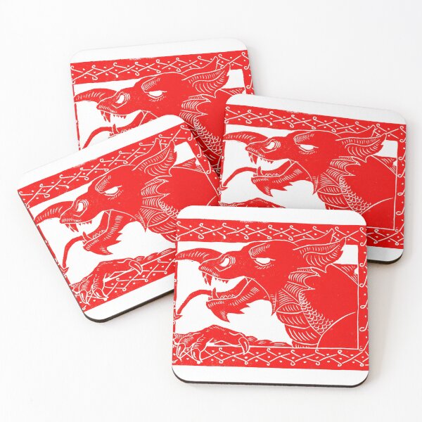Item preview, Welsh Dragon Lino Print in Celtic Knot Frame designed and sold by bethlindley.