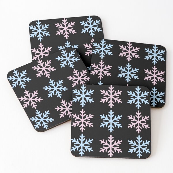 Item preview, Pink and pale blue snowflakes on black background designed and sold by Topmel.