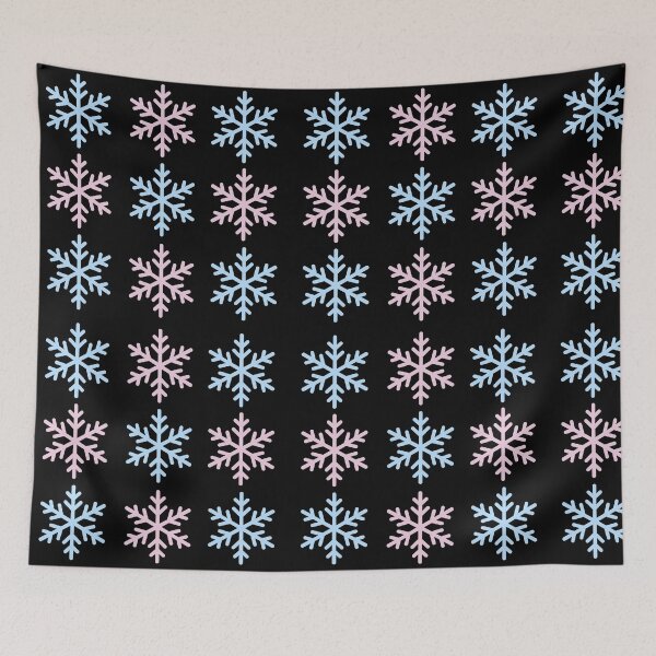 Item preview, Pink and pale blue snowflakes on black background designed and sold by Topmel.
