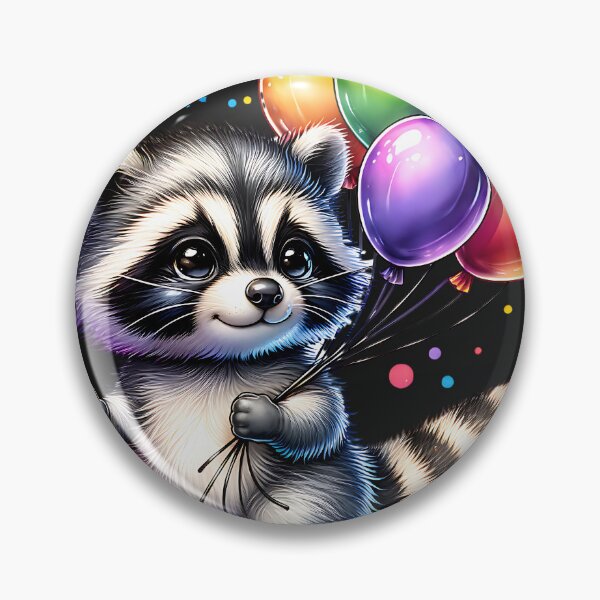 Artikelvorschau, Niedlicher Waschbär mit Partyballons entworfen und verkauft von AwesomeBeyondLimits.