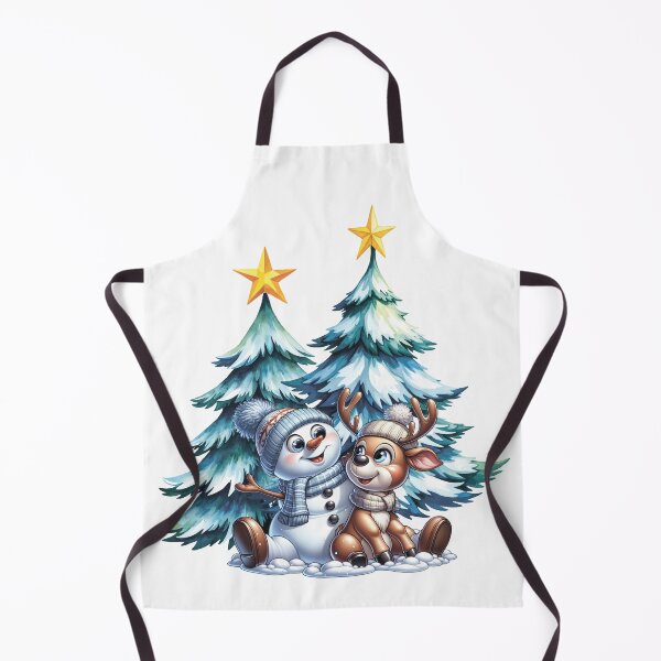 Item preview, Snowman and reindeer among Christmas trees. designed and sold by MagelliShop.