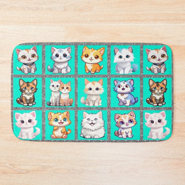 Item preview, Feline Fiesta: A playful pattern featuring 12 adorable cats, each with unique personalities and poses, gathered inside a window frame. designed and sold by Grang Art Artistic Designs.