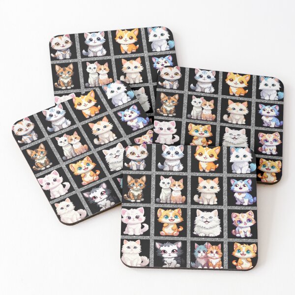 Item preview, Catty Corner: A playful pattern featuring 12 adorable cats, each with unique personalities and poses, gathered inside a window frame. designed and sold by Grang Art Artistic Designs.