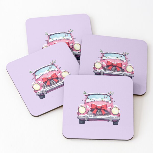 Item preview, Snowbound Kawaii Car with Christmas Lights A Cute Cartoon Adventure in Pastels designed and sold by kahida.