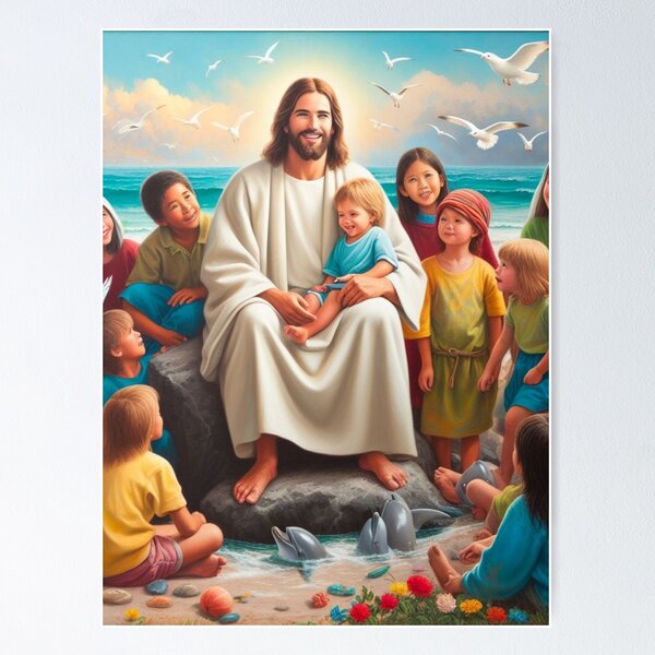 Item preview, Jesus sitting with the children designed and sold by JesusClub.