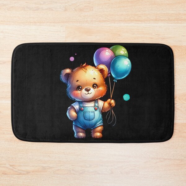 Item preview, Teddy bear holding party balloons designed and sold by AwesomeBeyondLimits.