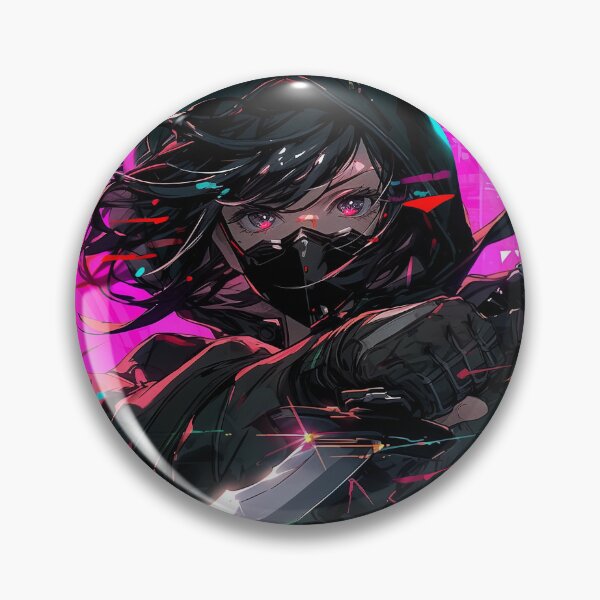 Item preview, Neon Masked Ninja Anime Girl designed and sold by bubblegoth.