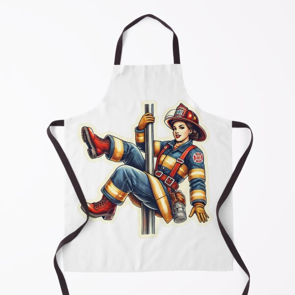 Item preview, Vintage Female firefighter on pole pin-up style designed and sold by BrinaandPops.