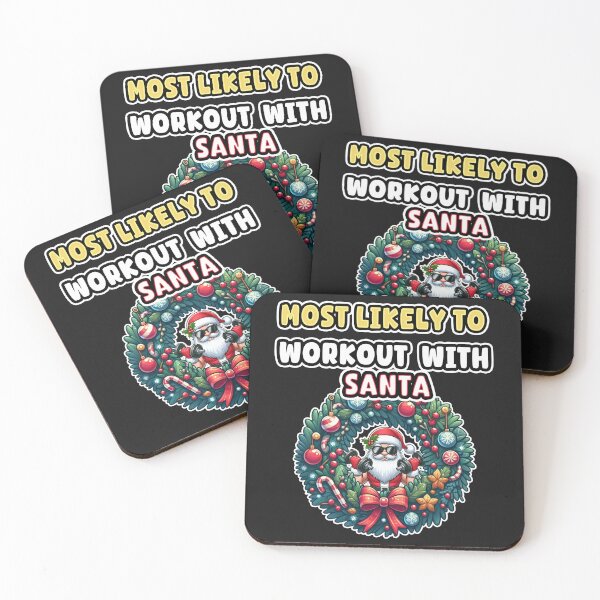 Item preview, Most Likely to WorkOut With Santa, christmas,  xmas, family matching, fun, Santa, bodybuilding designed and sold by Printed Mistakes.