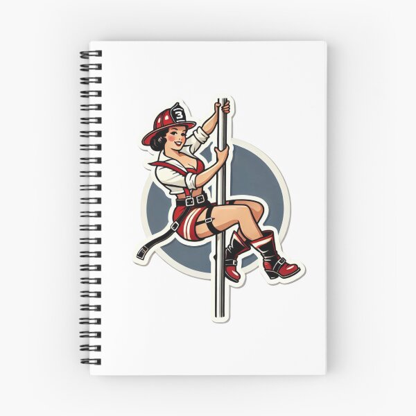 Item preview, Vintage Female firefighter on pole pin-up style designed and sold by BrinaandPops.