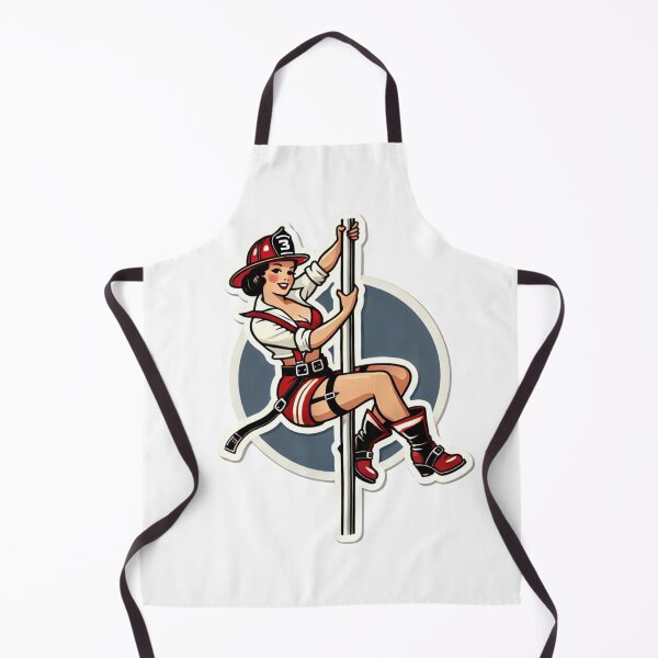 Item preview, Vintage Female firefighter on pole pin-up style designed and sold by BrinaandPops.
