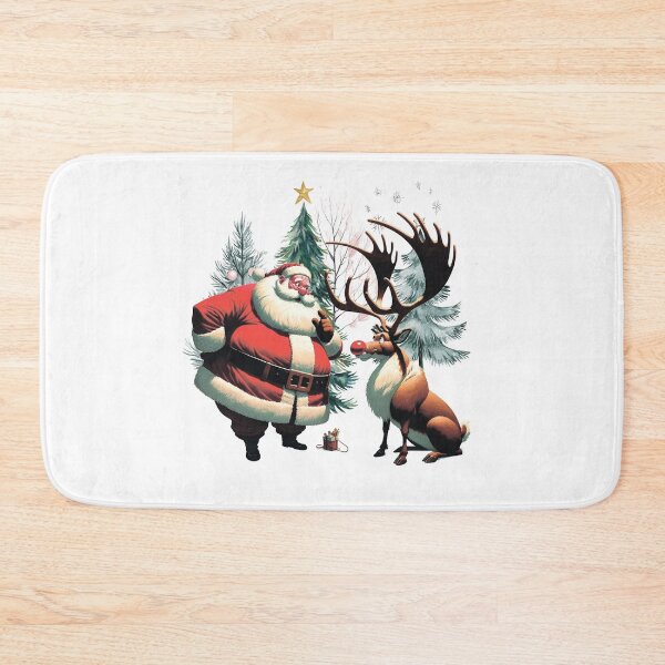 Item preview, Santa Claus and reindeer among Christmas trees. designed and sold by MagelliShop.