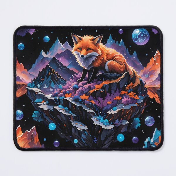 Item preview, Glowing Fox on Mystical Mountain: Surreal Cosmic Art designed and sold by StrasznyWilk.