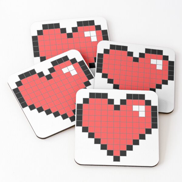Item preview, Pixelated heart with outline, heart shaped black and red pixel designed and sold by AFernandesDSG.
