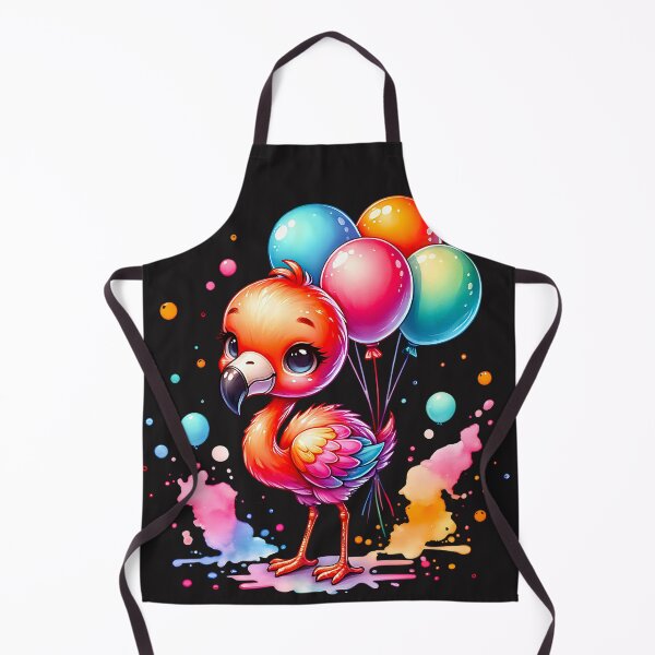 Item preview, Flamingo baby holding party balloons designed and sold by AwesomeBeyondLimits.
